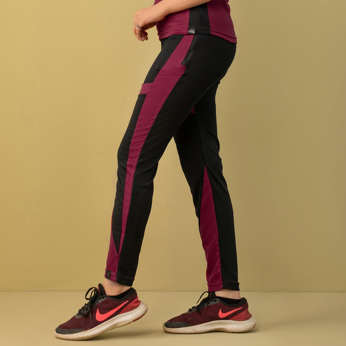 Expressive  Victory Activewear Trouser (Burgundy And Black)