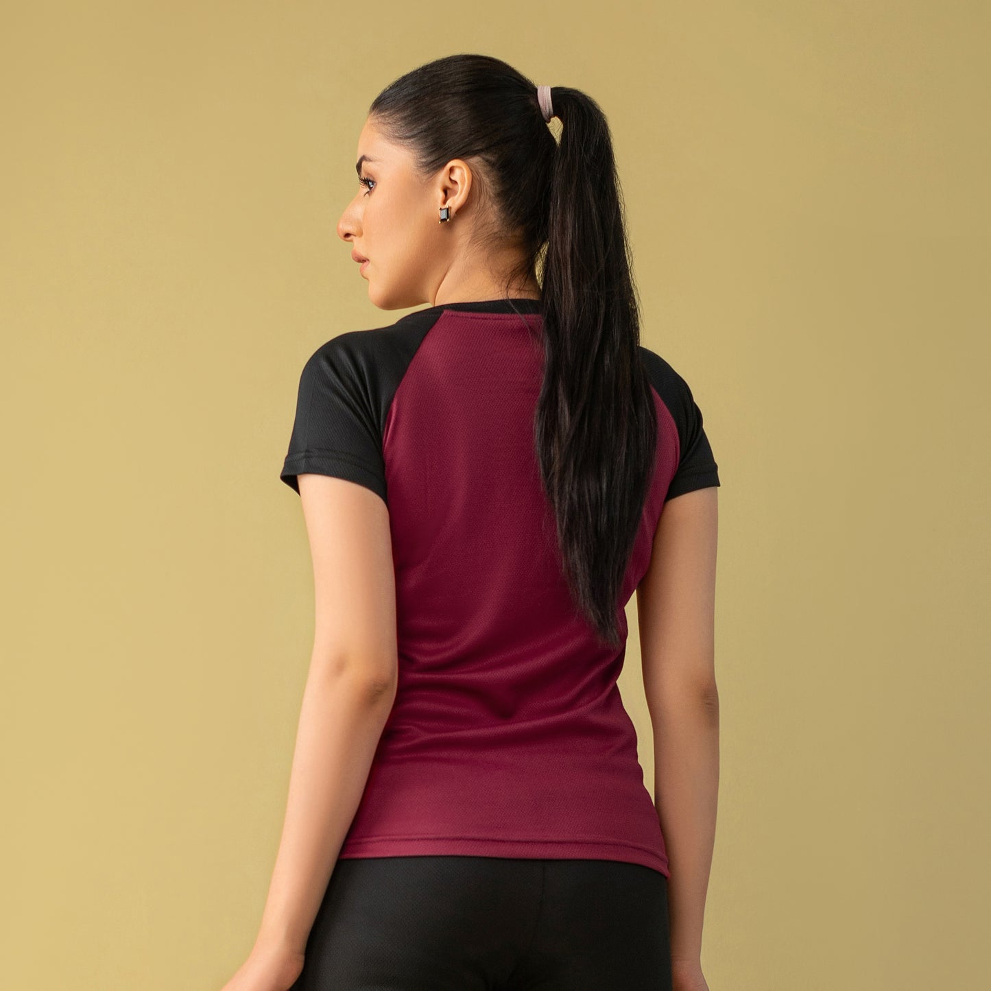 Expressive Victory Activewear T-shirt (Burgundy And Black)