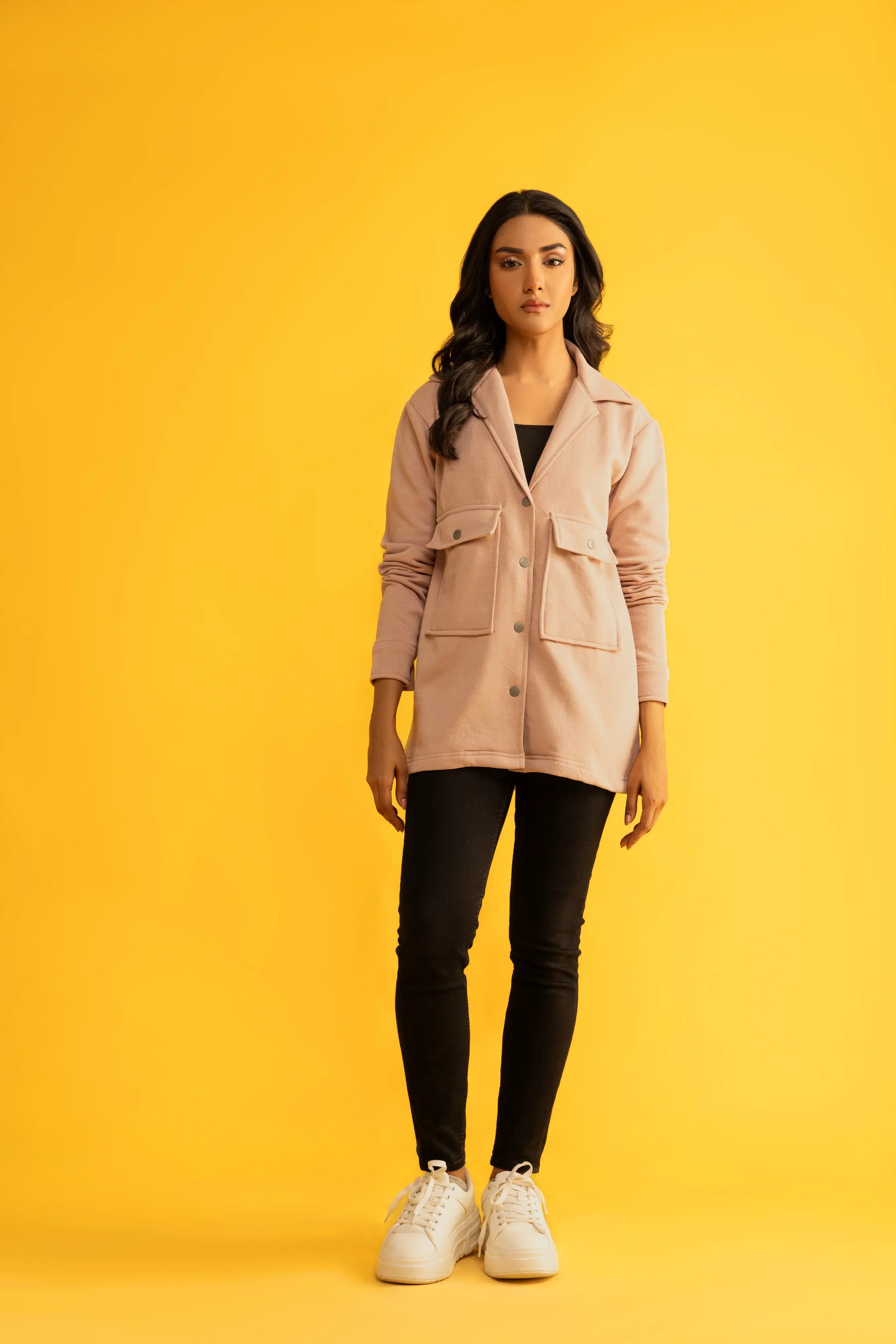 Women's oversize tea pink shacket (Jacket).
