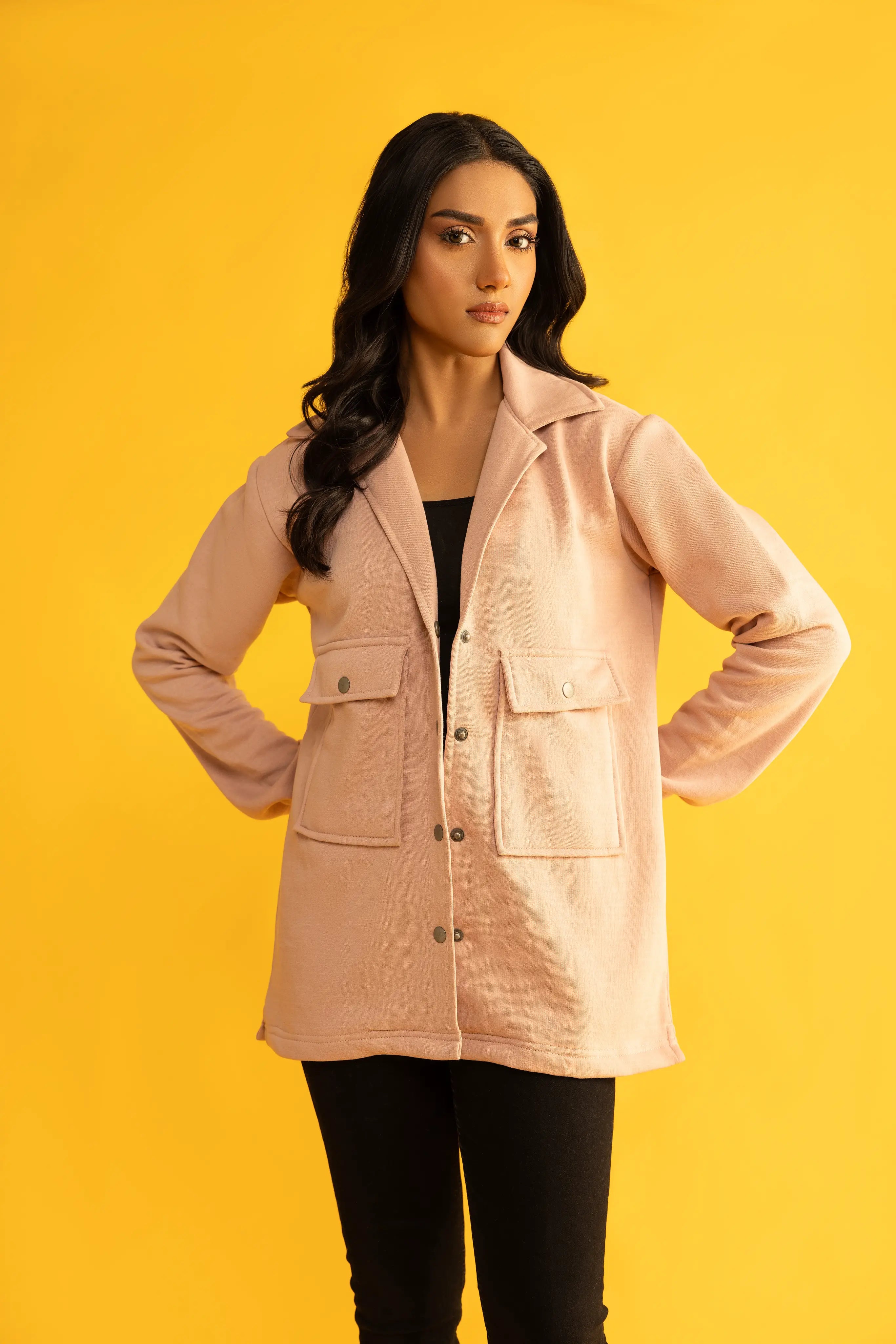 Women's oversize tea pink shacket (Jacket).