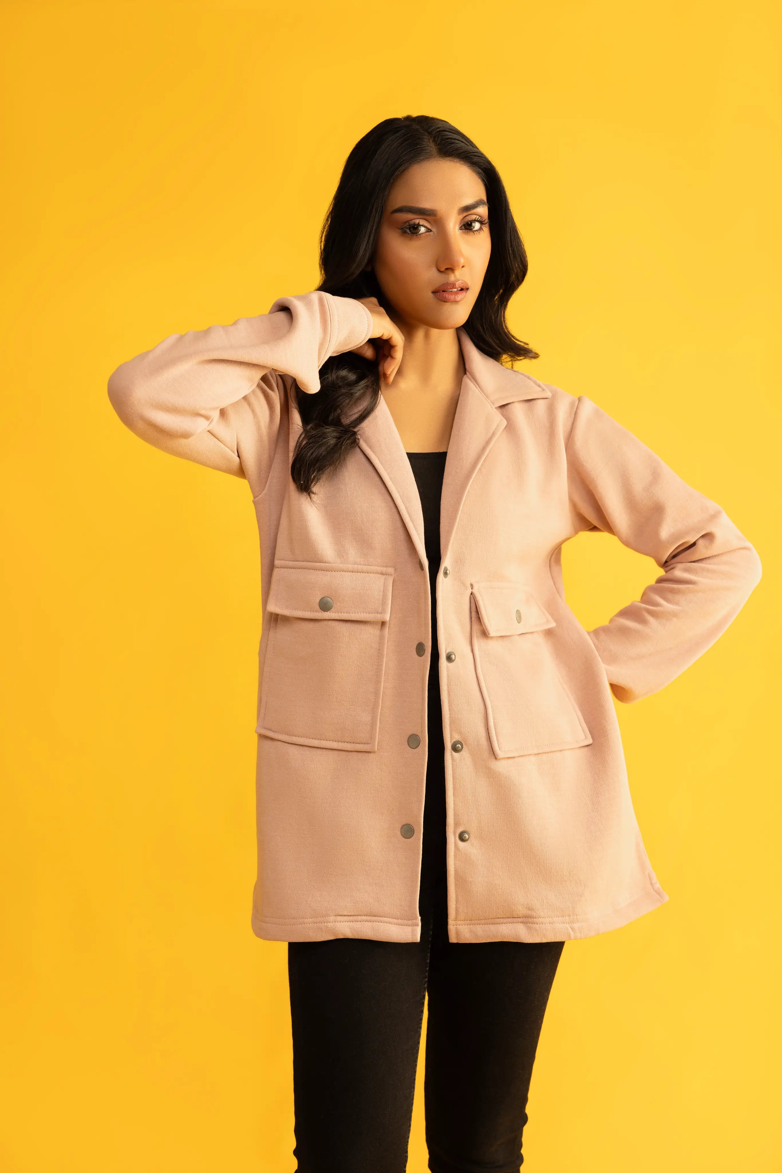 Women's oversize tea pink shacket (Jacket).