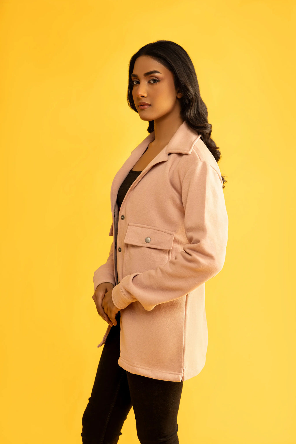 Women's oversize tea pink shacket (Jacket).