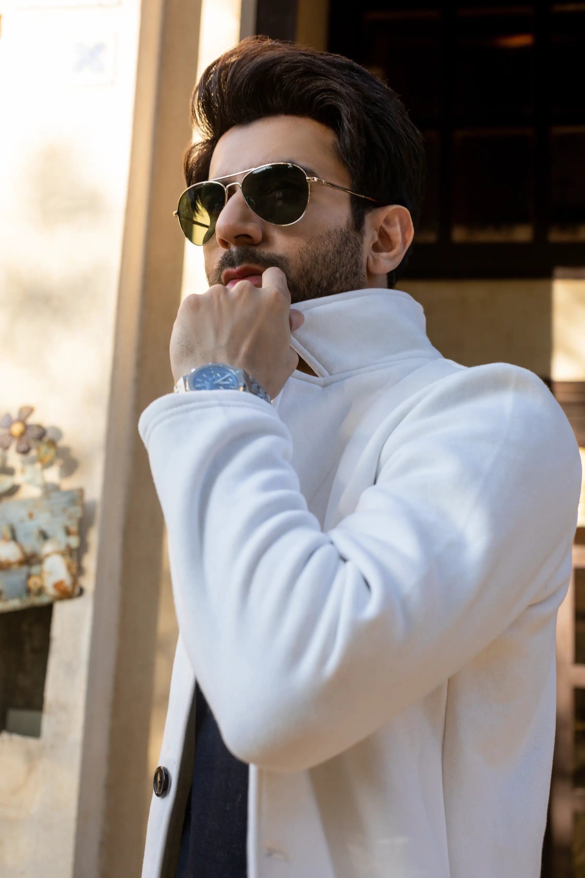 White Men s Long Coat Winter warm