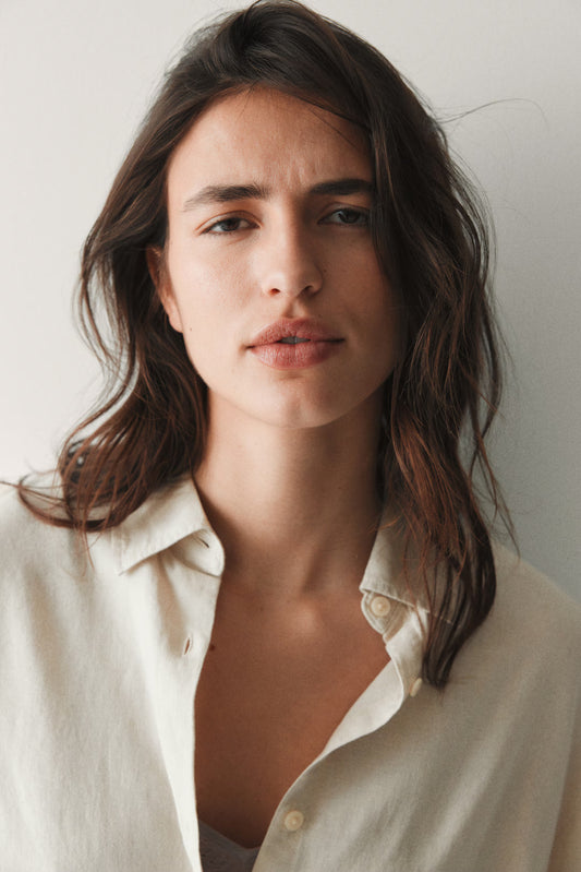 Oversized Linen-Blend Shirt Light beige