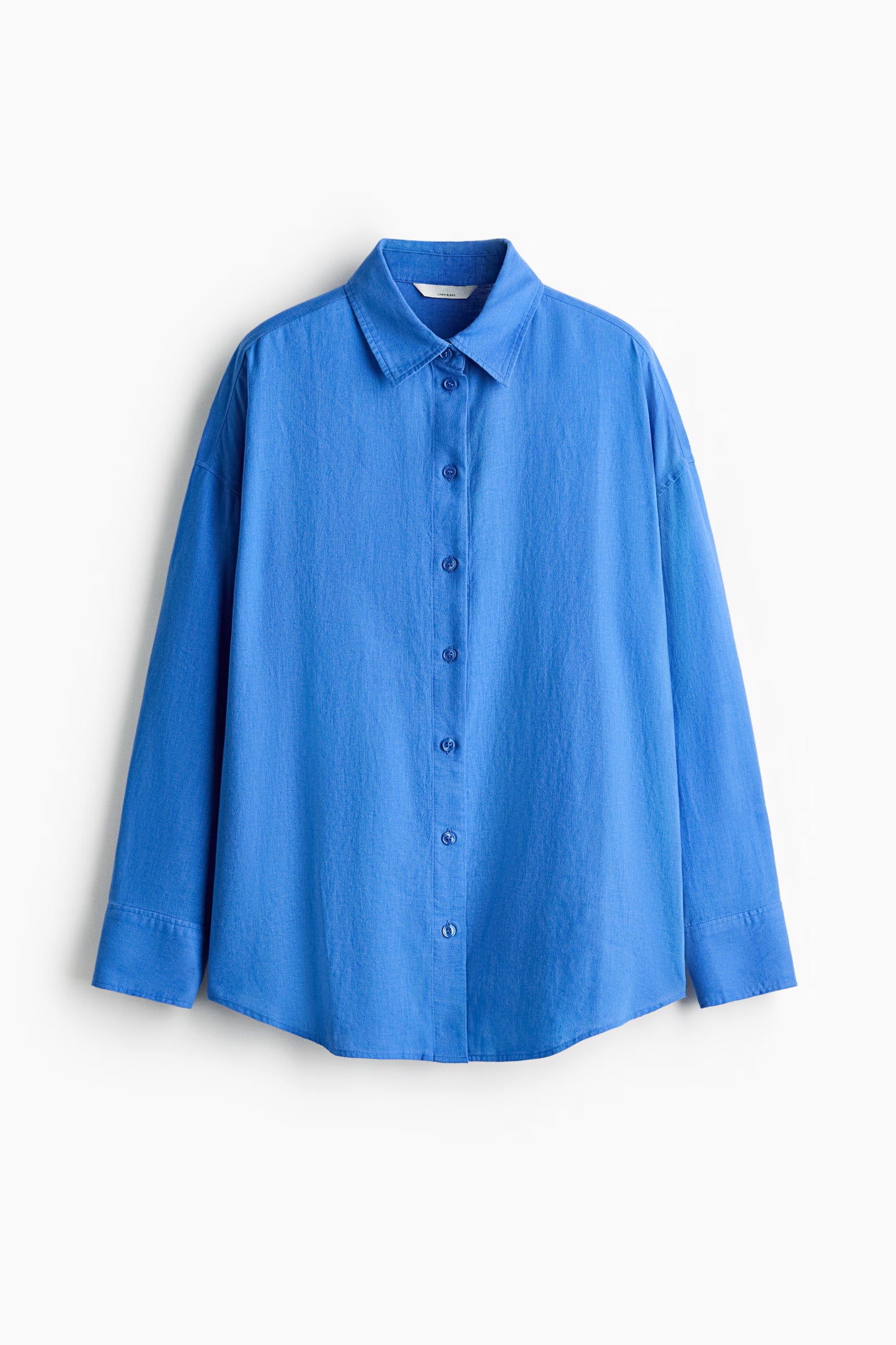 Oversized Linen-Blend Shirt Blue