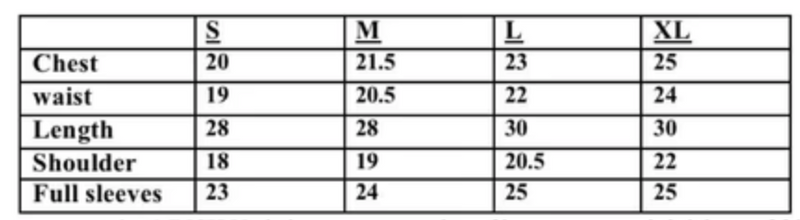 Size Chart
