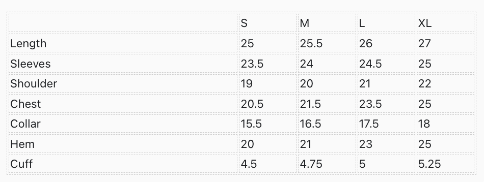 Size Chart