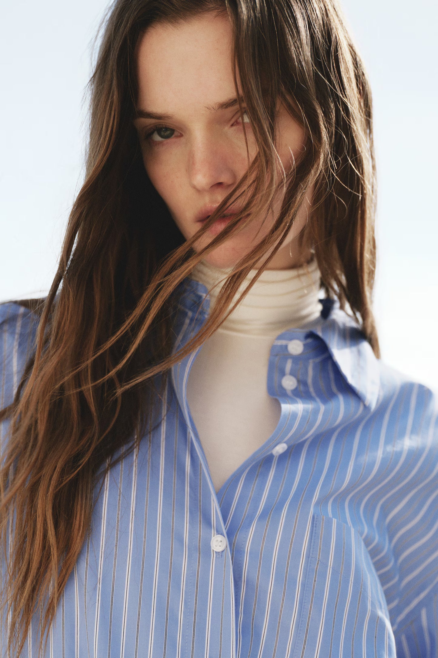 Oversized Poplin Shirt Blue Striped