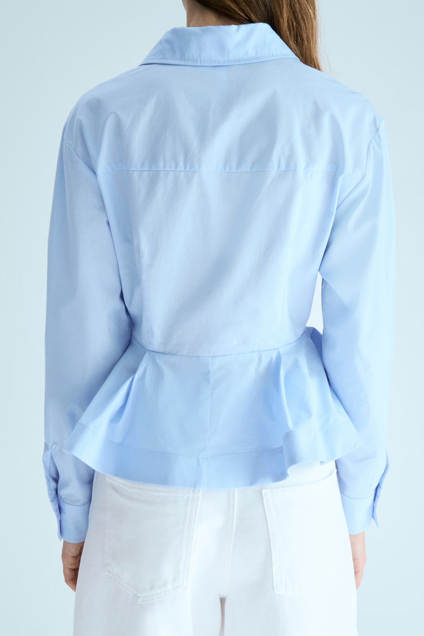 Poplin Frilled Peplum Shirt