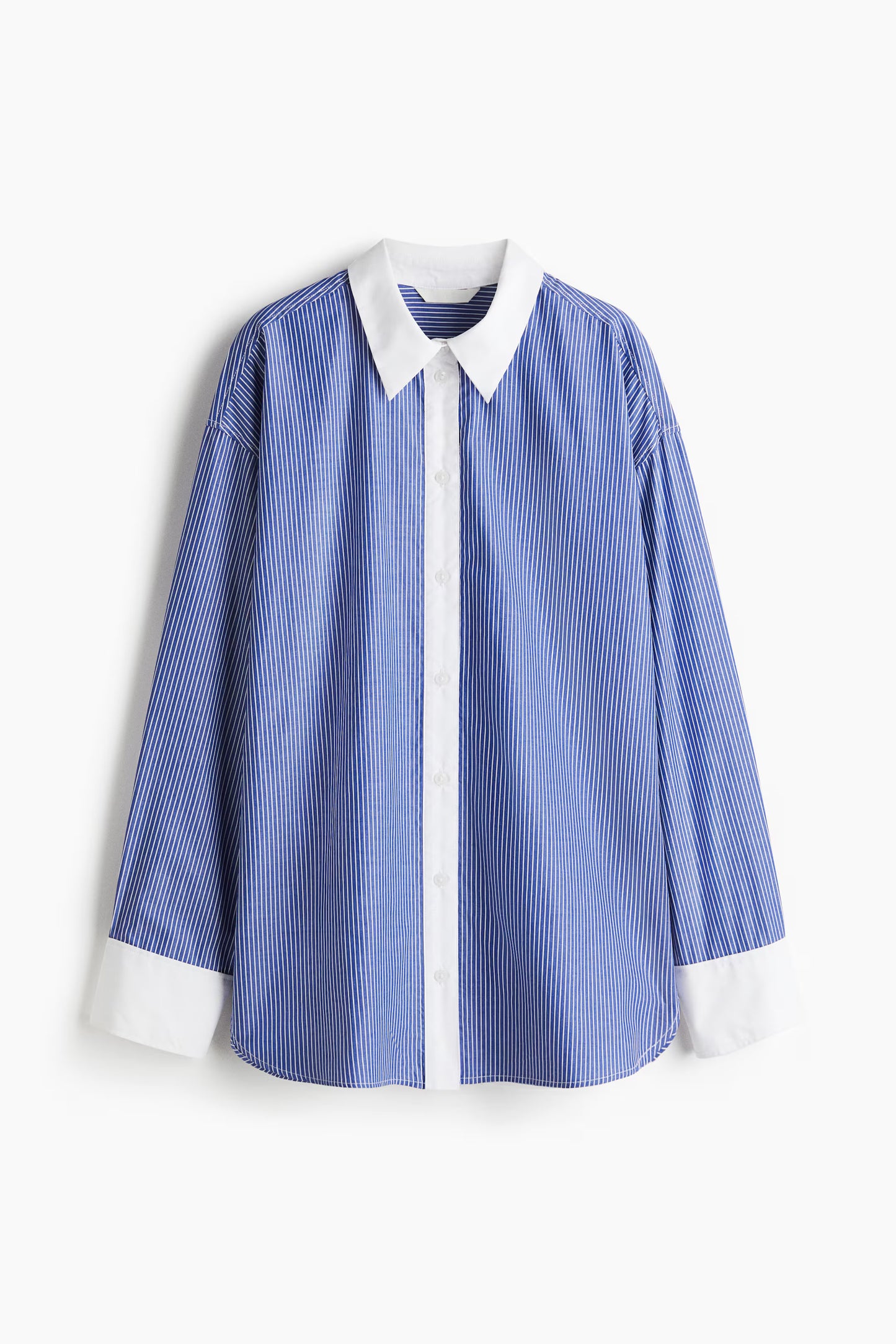 Oversized Poplin Shirt blue striped white cuff