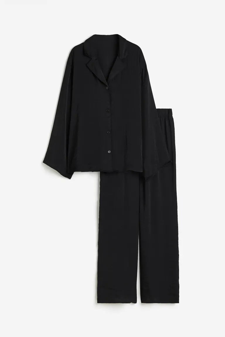 Solid Black Pajama Shirt and Pants Decuir