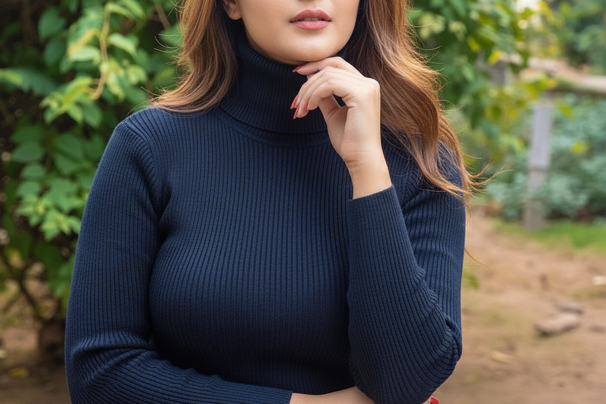 Highneck Navy Blue color