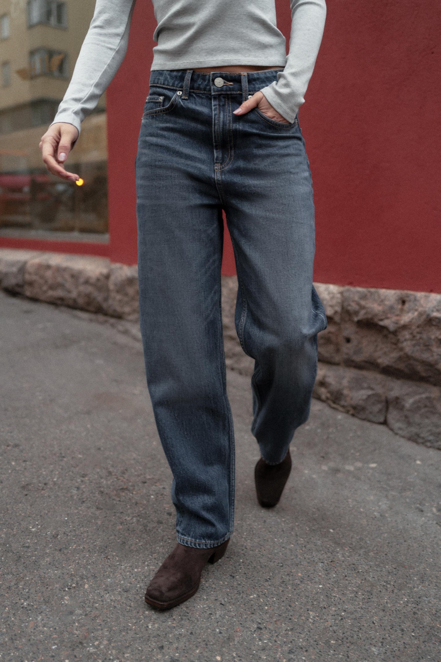 MOM High Waist Dark Blue