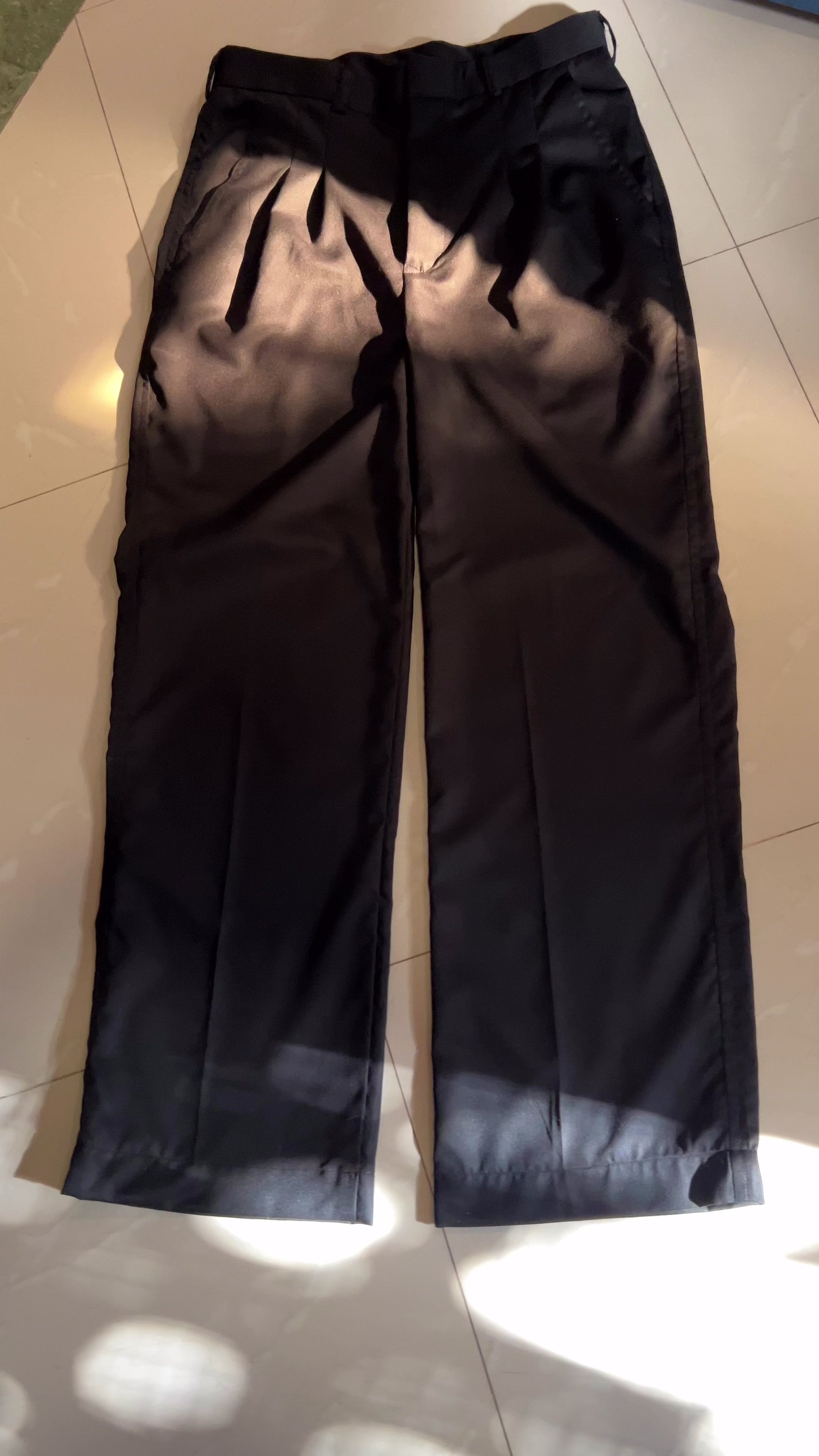 Double pleat Black straight leg Korean pants