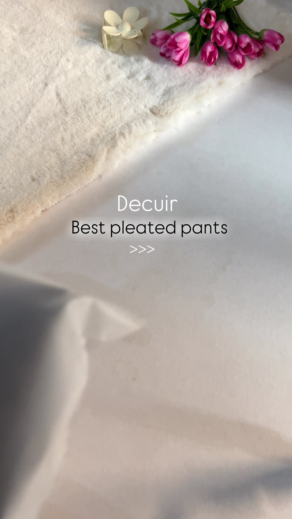Double pleat Creamy White straight leg Korean Mens pants