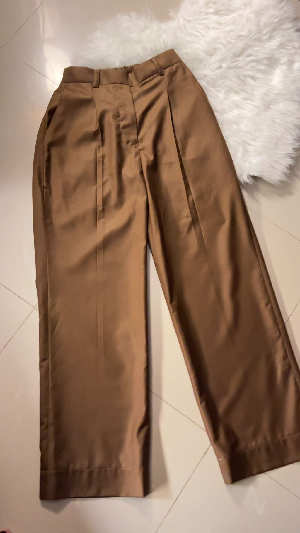 Pleated Lastic Waist Copper Trouser