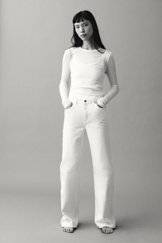 White High Waist Straight