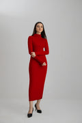 Women's rib burgandy highneck bodycon. 