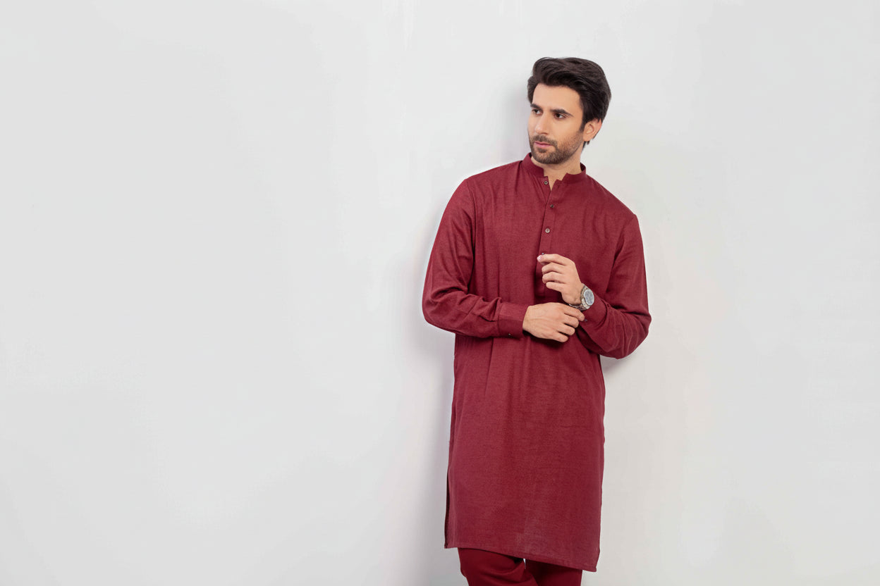 Blood Maroon Men's kurta Pajama Set
