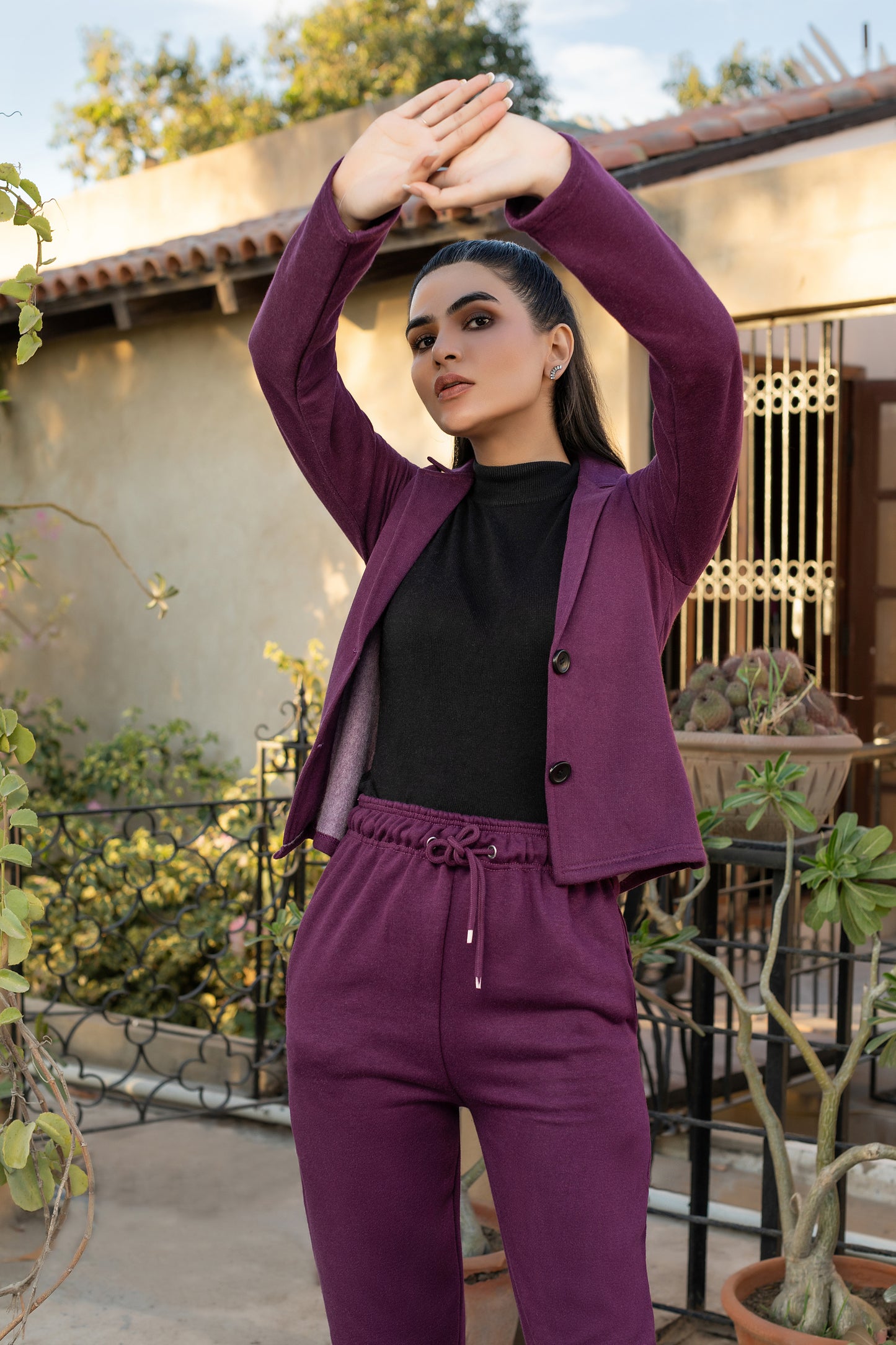 Purple tracksuit with Coat and sweatpants