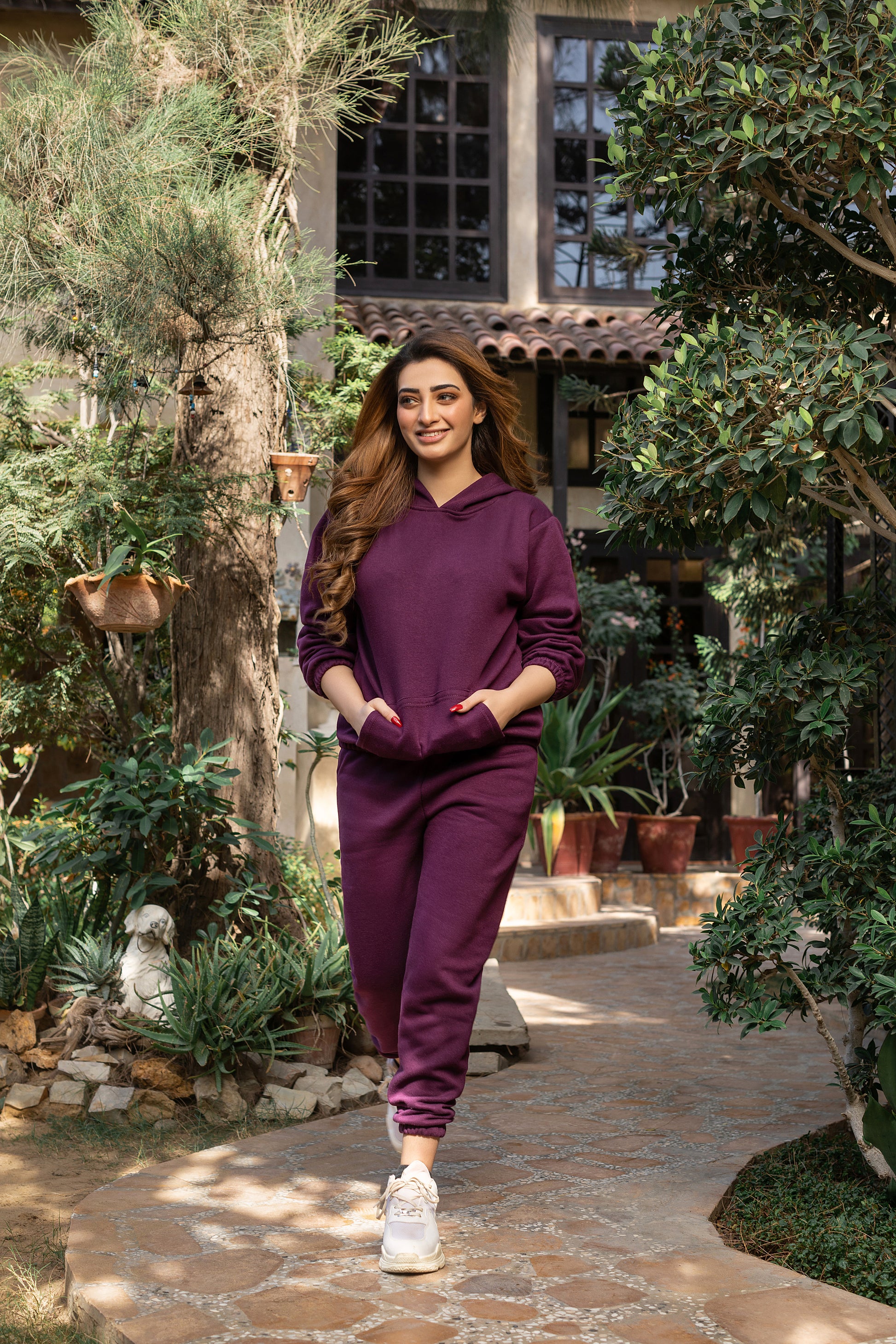 tracksuit Crop Style Purple with warm hoodie and pants – Decuir