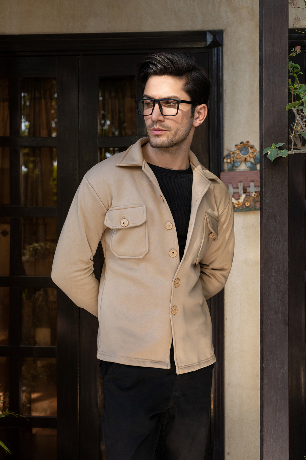 Men's fleece skin shacket.