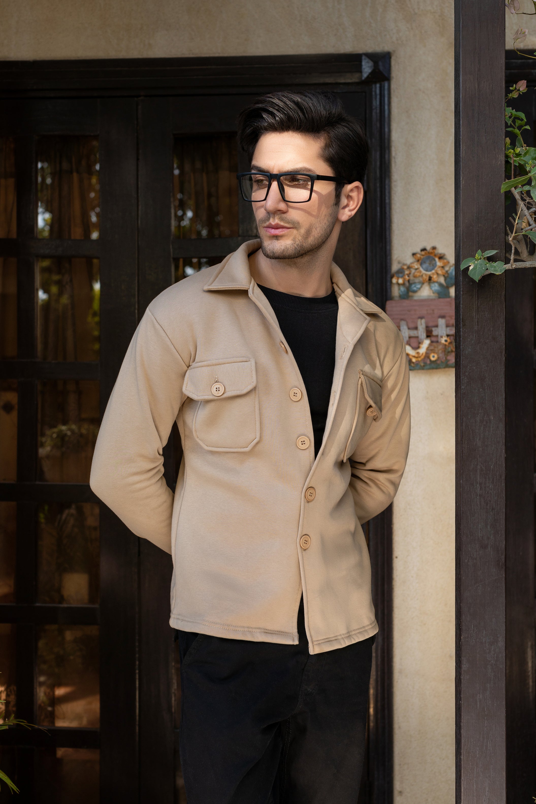 Men's fleece skin shacket.