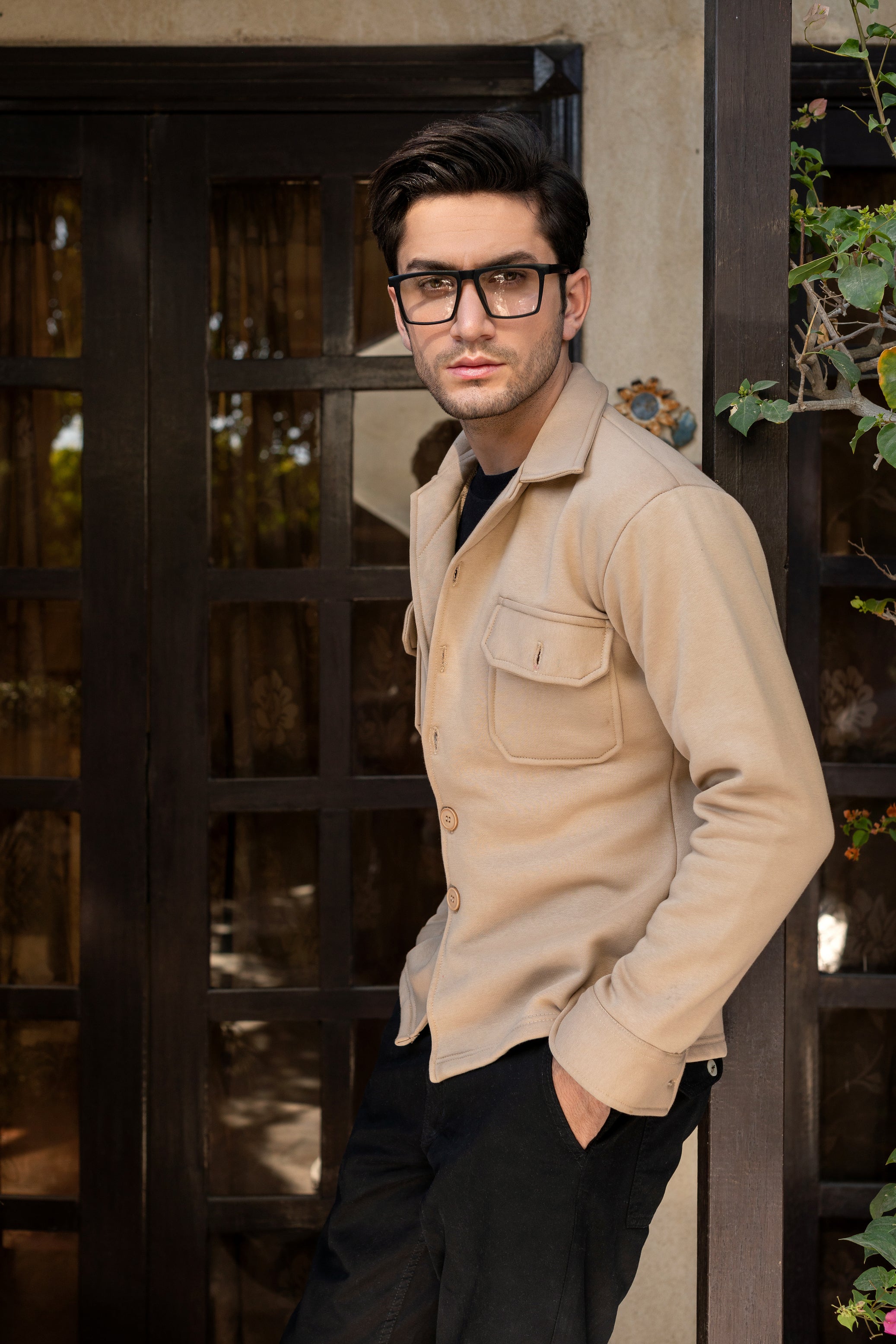 Men's fleece skin shacket.