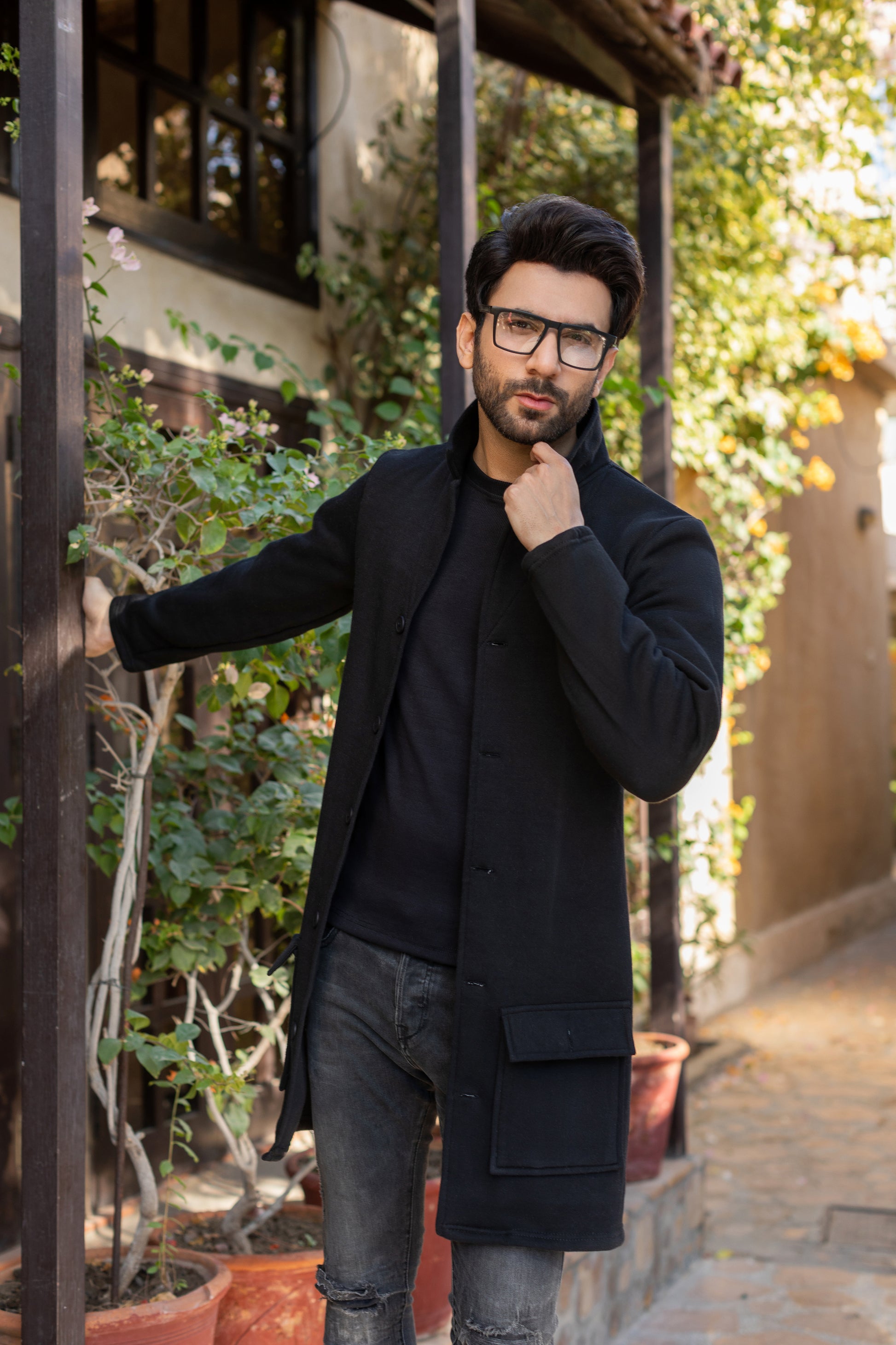 Black Men's Long Coat Winter warm – Decuir - Main Image