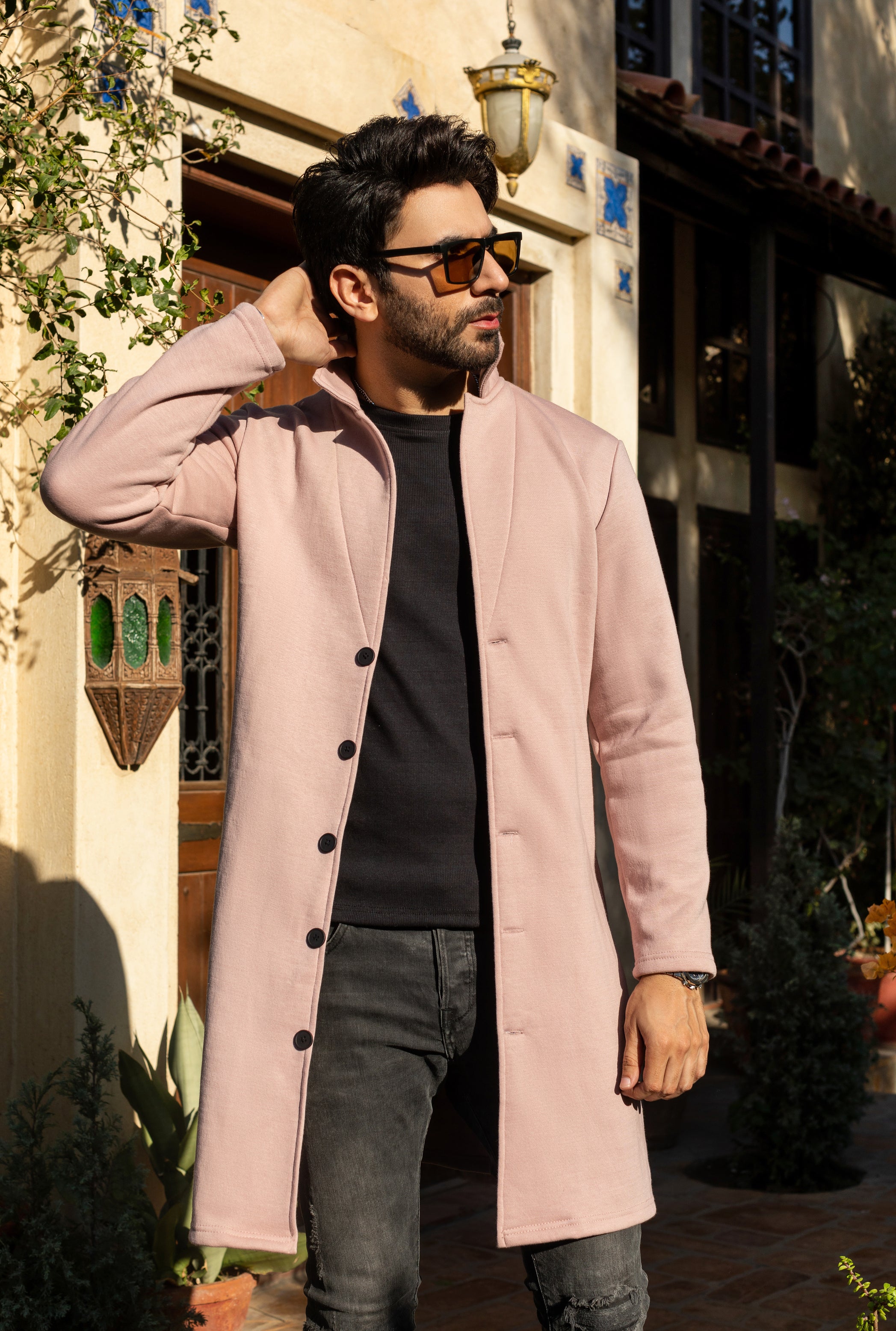 Light pink hot sale long coat