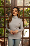 Women's grey rib highneck.
