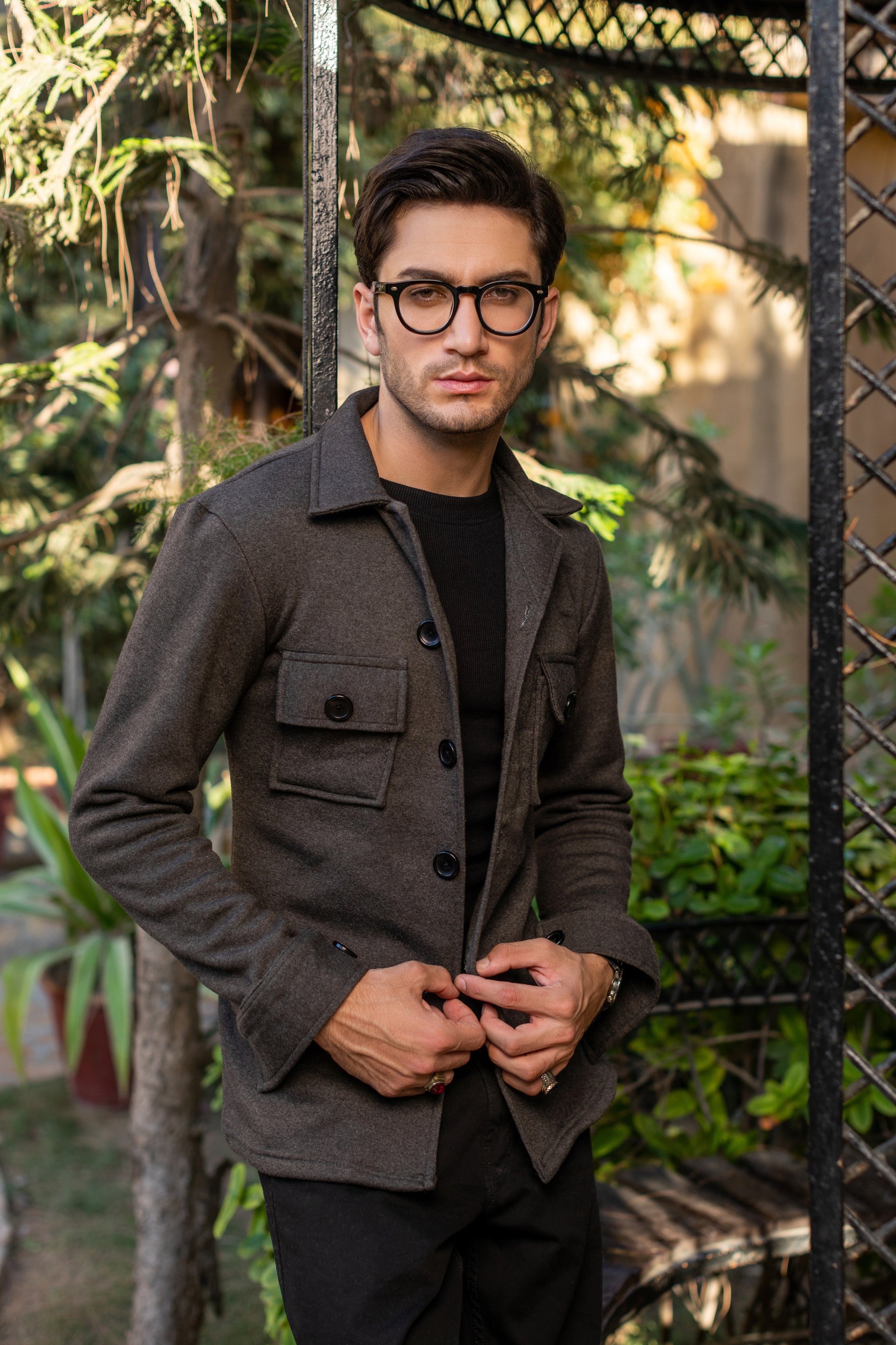 Men's fleece charcoal shacket.