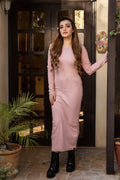 Women's rib baby pink roundneck bodycon. 