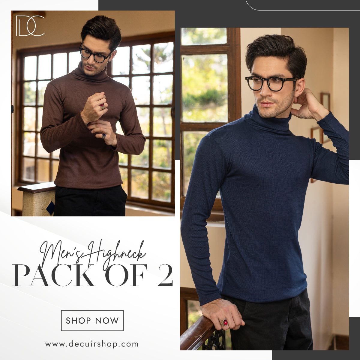 Men's Highneck pack of 2 Different colors