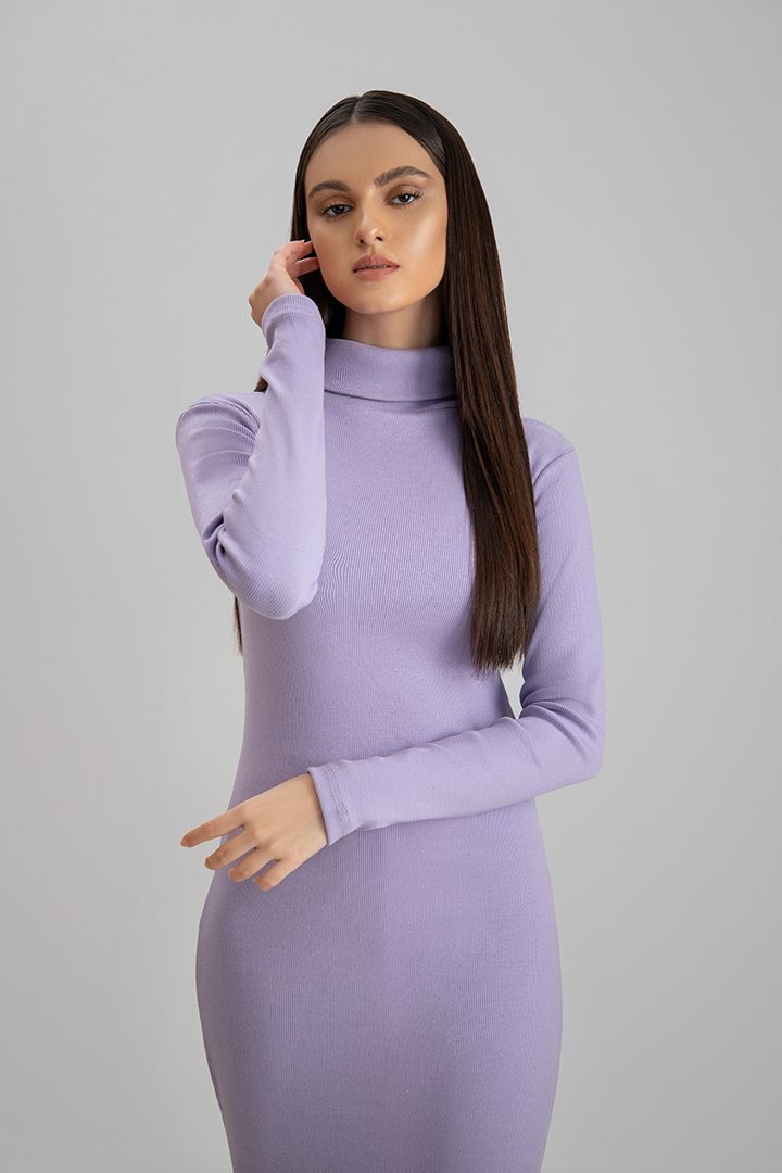 Lavender highneck Bodycon dress – Decuir