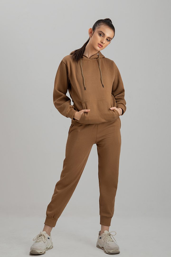 Tracksuit camel Brown with warm hoodie and pants – Decuir